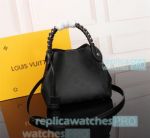 Top Copy L---V Mahina Black Genuine Leather Womens Bucket Bag